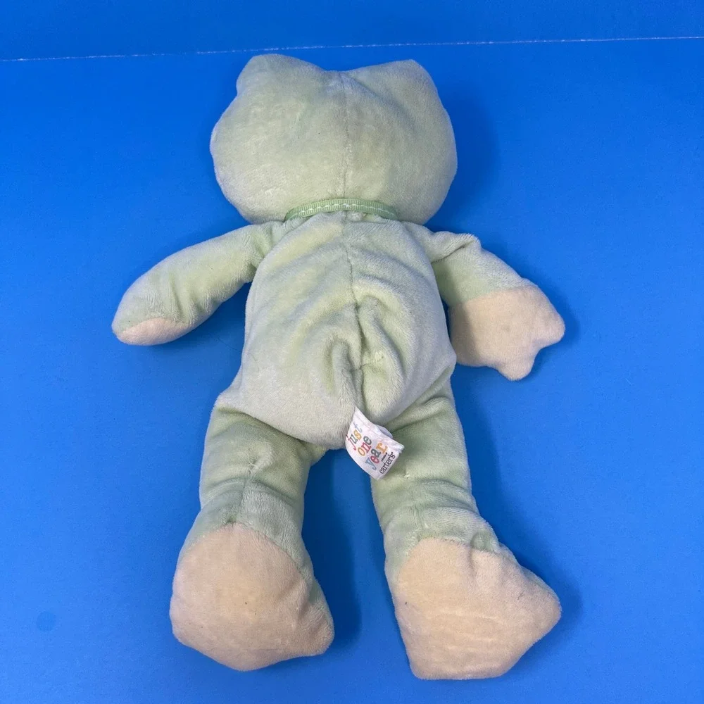 Carters Plush Frog 11 Inch Green Yellow Just One Year 2007 Embroidered 99338
